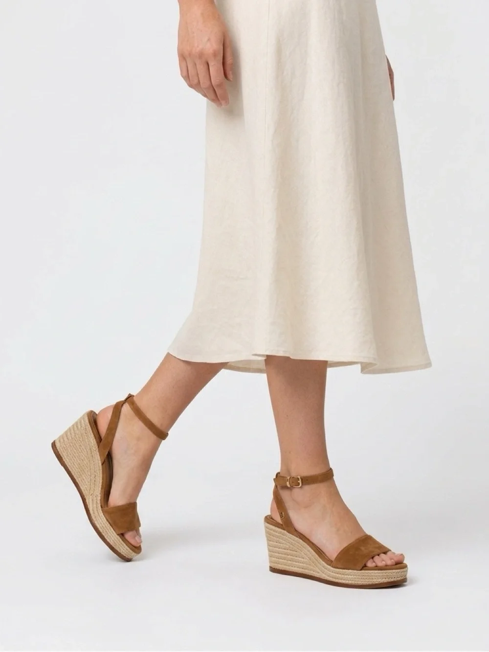 Lauren Ralph Lauren Leona Espadrille Wedge Sandals Brown Suede Size 8.5B